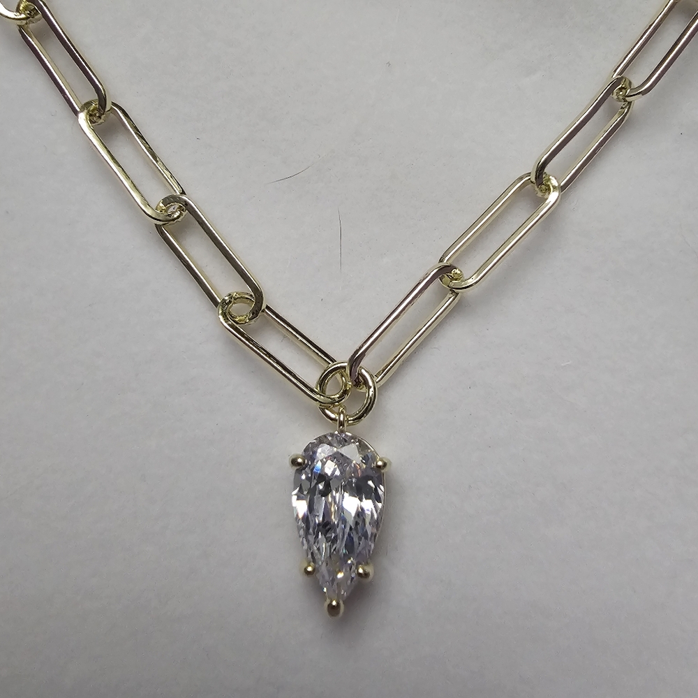 MELINDA MARIA TEAR DROP PAPER LINK GOLD NECKLESS! NWTS! NIB!